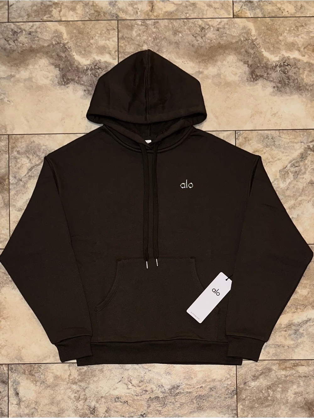 Alo Yoga Accolade Hoodie Espresso Brown NWT Unisex Pullover Sweatshirt Small
